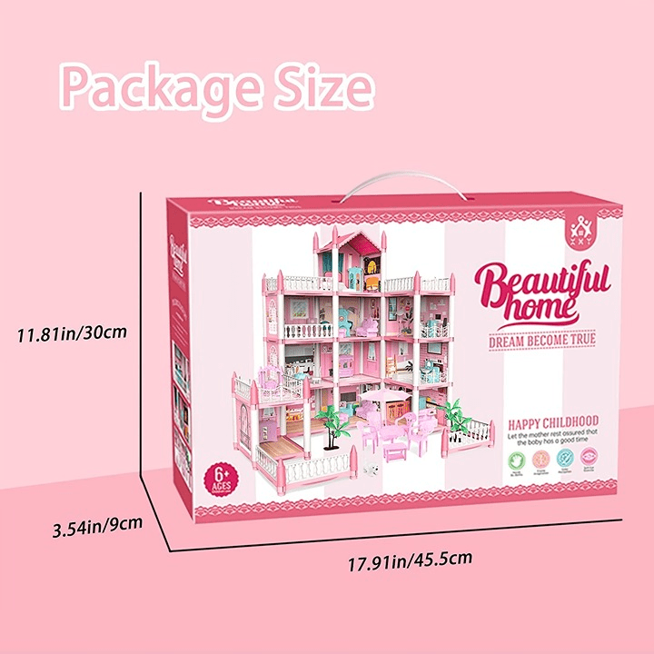 DIY Dreamy Pink Doll house Playset
