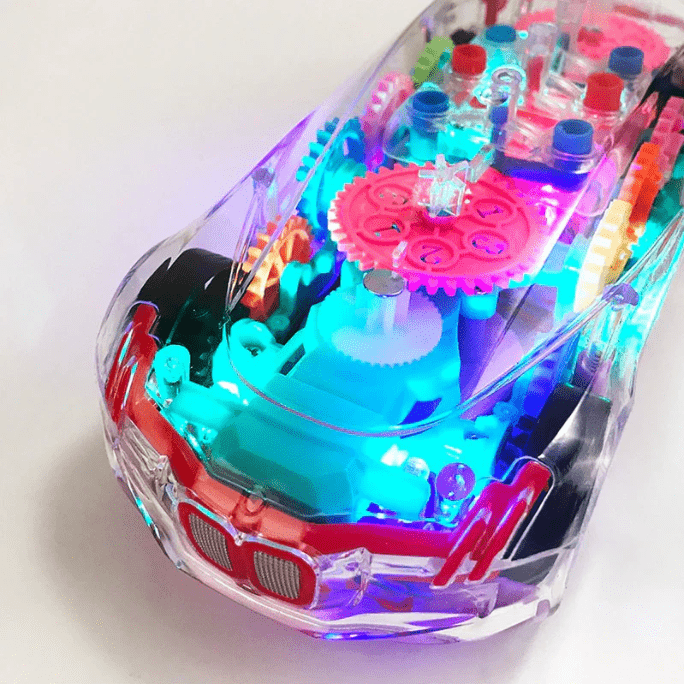 Transparent Electric Toy Car with Lights, Music & Universal Gear