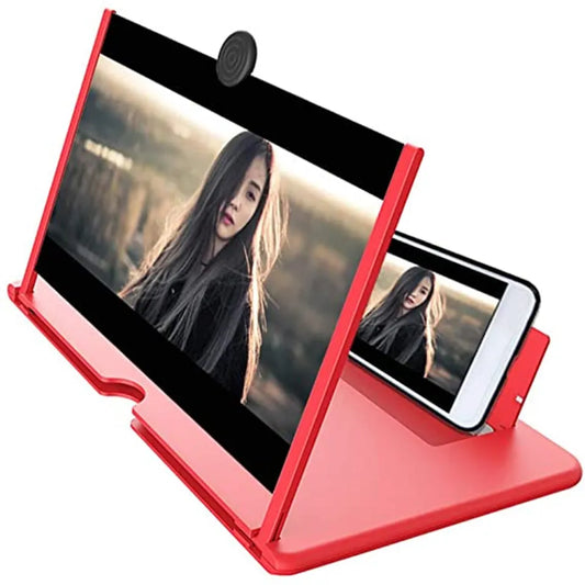 9'' 3D Phone Screen Magnifier – HD Magnifier Projector Screen for Videos, Movies, Games – Foldable Phone Stand with Screen Amplifier – Supports All Smartphones (Red)