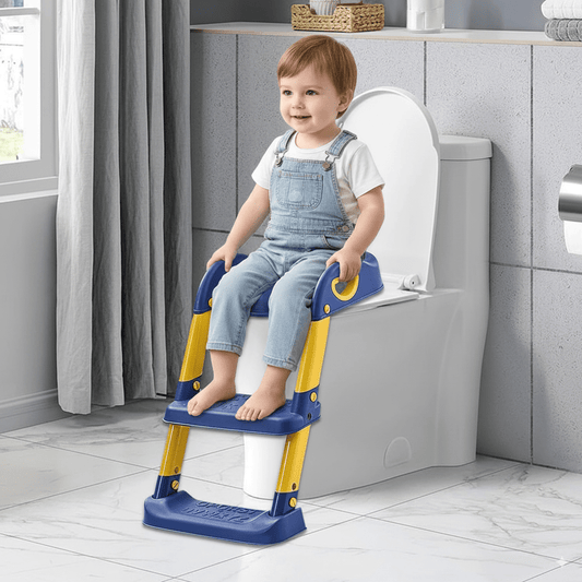 Toilet Seat with 2 Step Ladder | Toilet Trainer For Kids (Random Color)